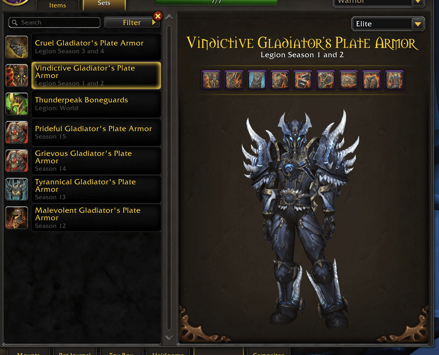 Legacy PvE & PvP Vanity | WoD CM Gold Weapons | Cloudsong Glaive | Legion Elite S1 / S2 Warrior | Legion Elite S3 / S4 Warrior | Void Edge Illusion - Image 1