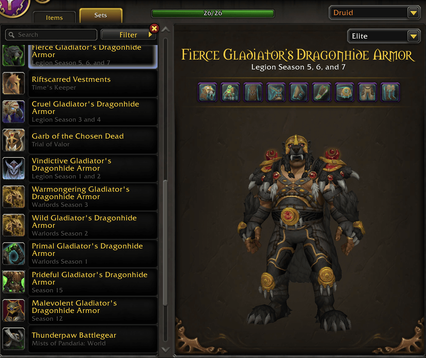 Multi Gladiator Druid | Fearless & Primal Glad Mounts | All Druid Mage Tower Forms | Legion Elite PvP Sets | Rare Mounts & Transmog | Might of the Grizzlemaw & Ghost of the Pridemother - Image 10