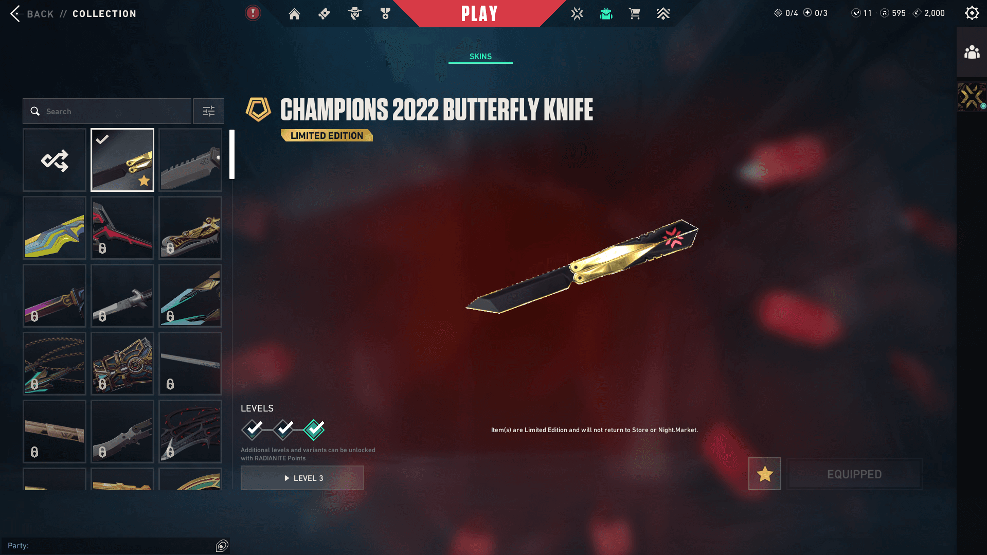 Valo Account | Platinum Peak | Champions 2022 Butterfly Knife + Phantom | 42 Skins | Full Email - Image 1