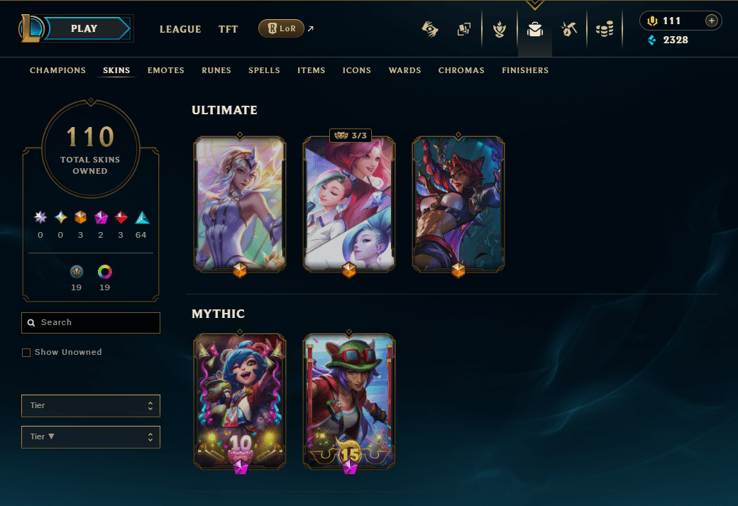 EUNE | Gold Peak | 110 Skins | Full Email - Image 1
