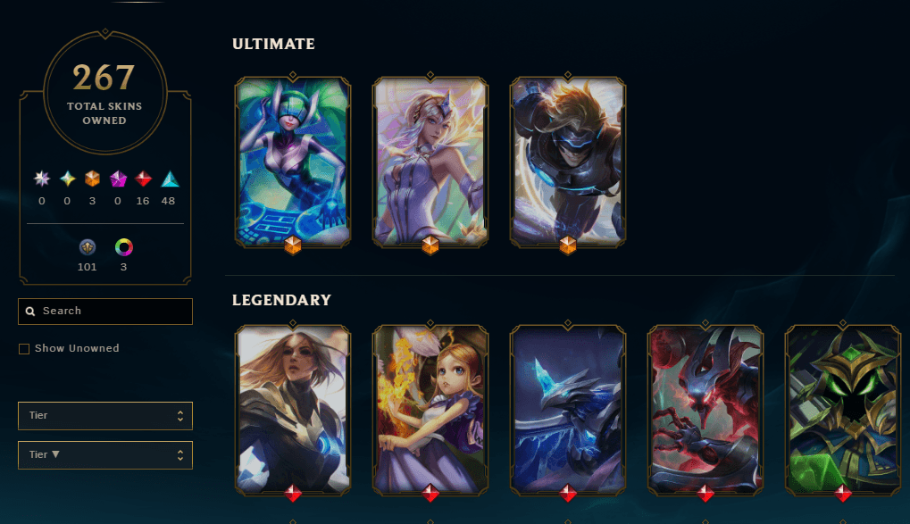 159 Champions | 267 Skins | 16 Legendary Skins - Image 1