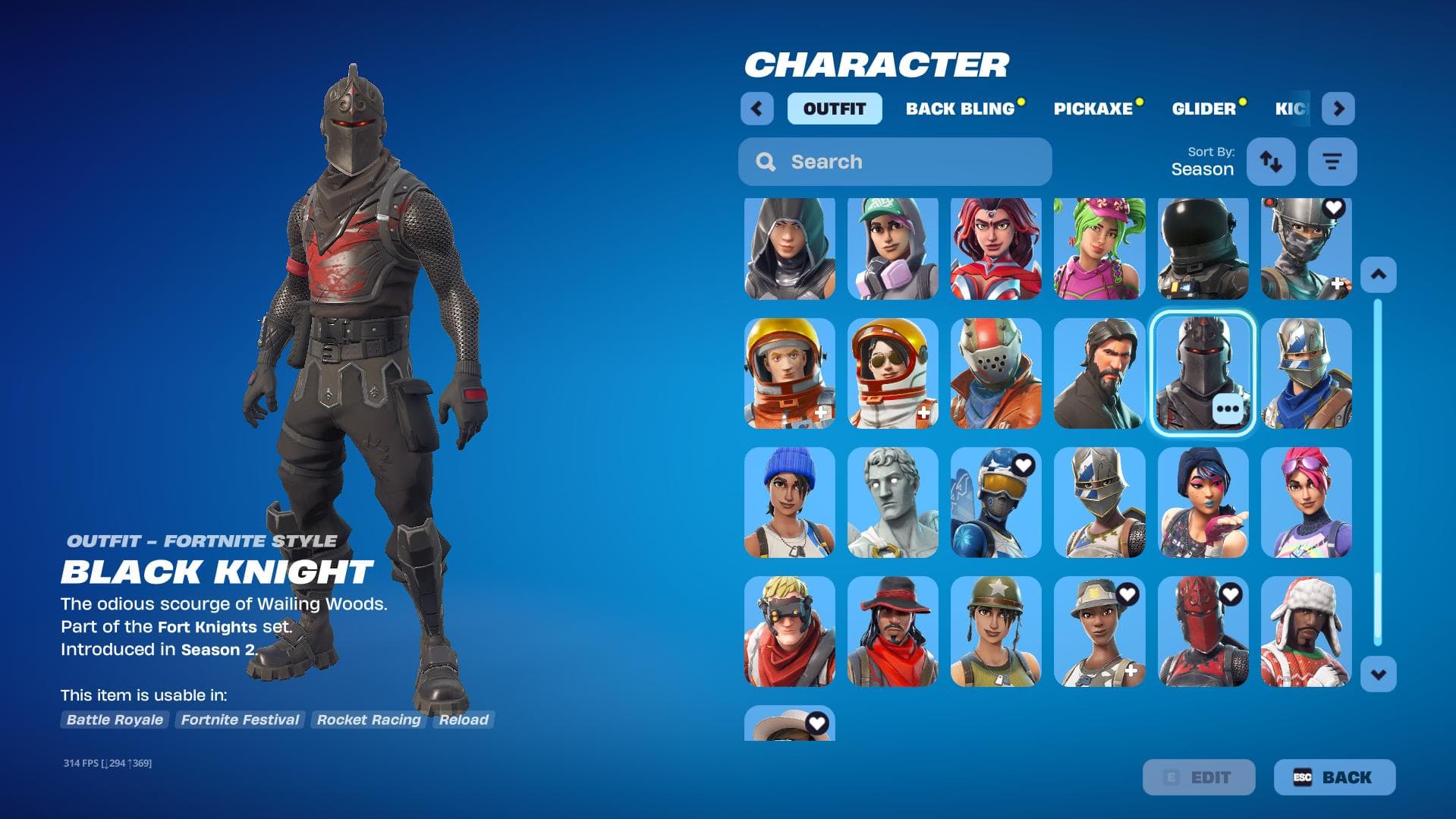 Black Knight | Darth Vader | 183 Skins | Season 2 | Level 3098 | Full Email - Image 1