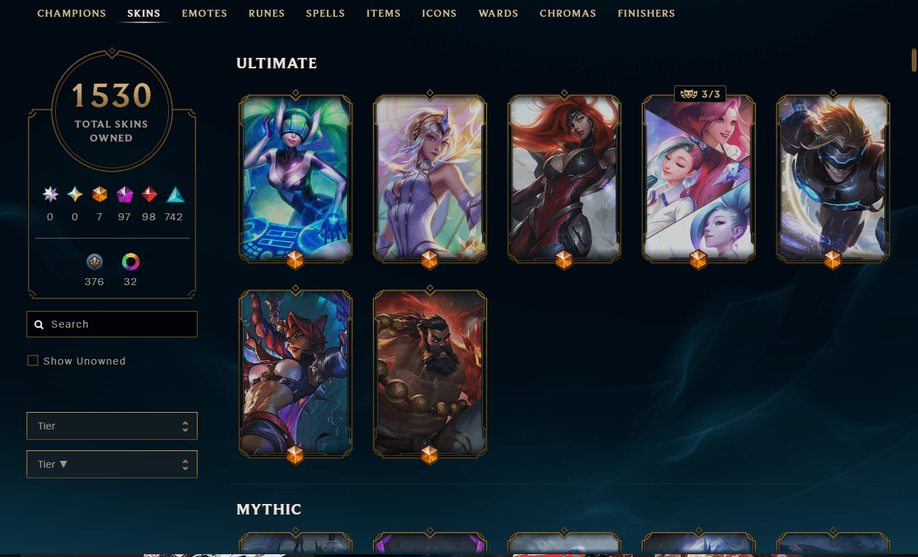 Pax Jax | Gold Peak | 173 Champions | 1530 Skins | 98 Legendary Skins - Image 1