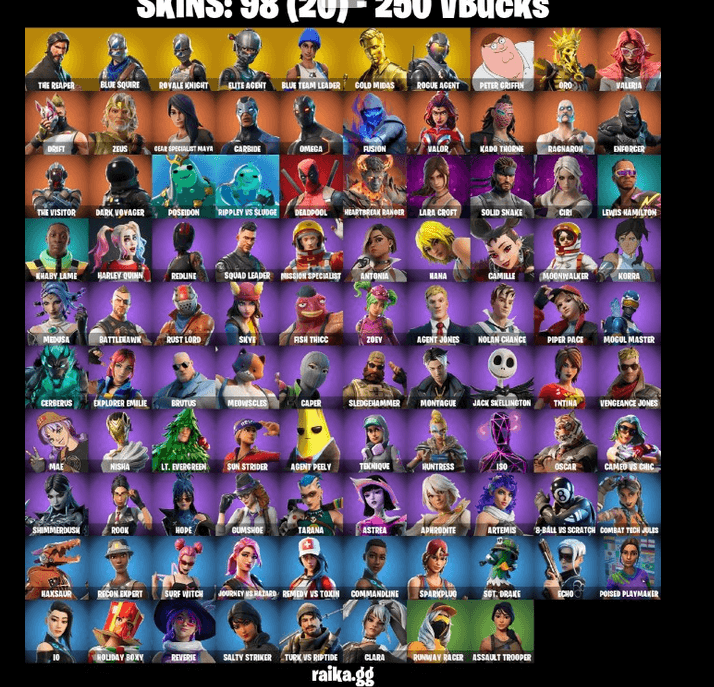 98 skins | The Reaper | Blue Squire | Royale Knight | Elite Agent | Blue Team Leader | Gold Midas | Rogue Agent | Peter Griffin | 250 VB - Image 2