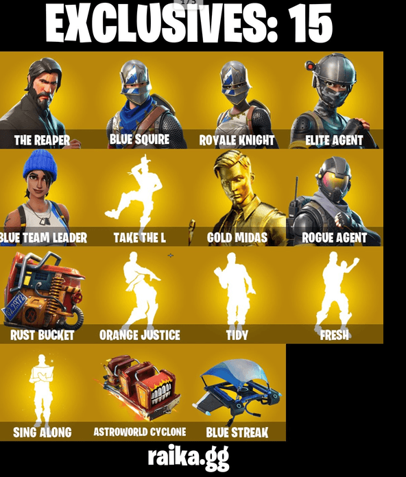 98 skins | The Reaper | Blue Squire | Royale Knight | Elite Agent | Blue Team Leader | Gold Midas | Rogue Agent | Peter Griffin | 250 VB - Image 1