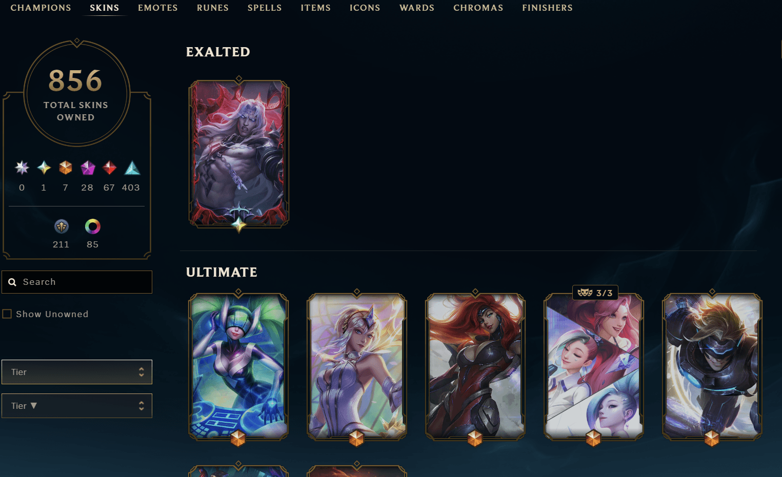 Platinum Peak | 173 Champions | 856 Skins | 67 Legendary Skins - Image 1