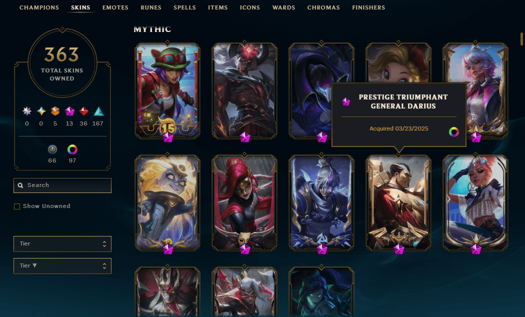 Platinum Peak | 170 Champions | 363 Skins | 36 Legendary Skins | Full Email - Image 1