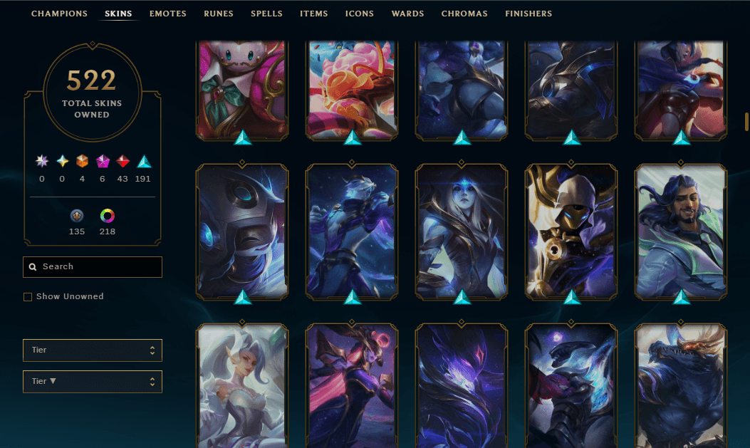Diamond Peak | 173 Champions | 522 Skins | 43 Legendary Skins - Image 13