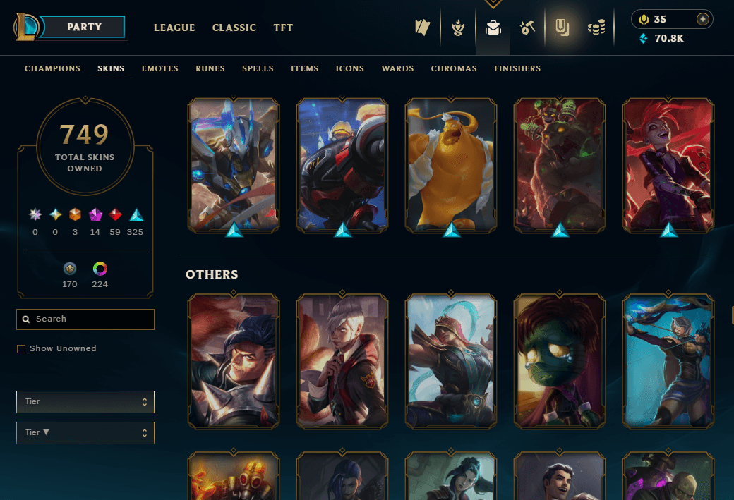 Diamond Peak | 173 Champions | 749 Skins | 59 Legendary Skins - Image 1
