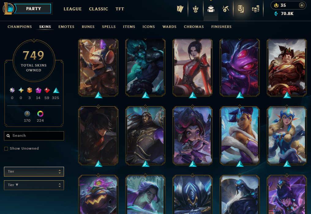 Diamond Peak | 173 Champions | 749 Skins | 59 Legendary Skins - Image 50