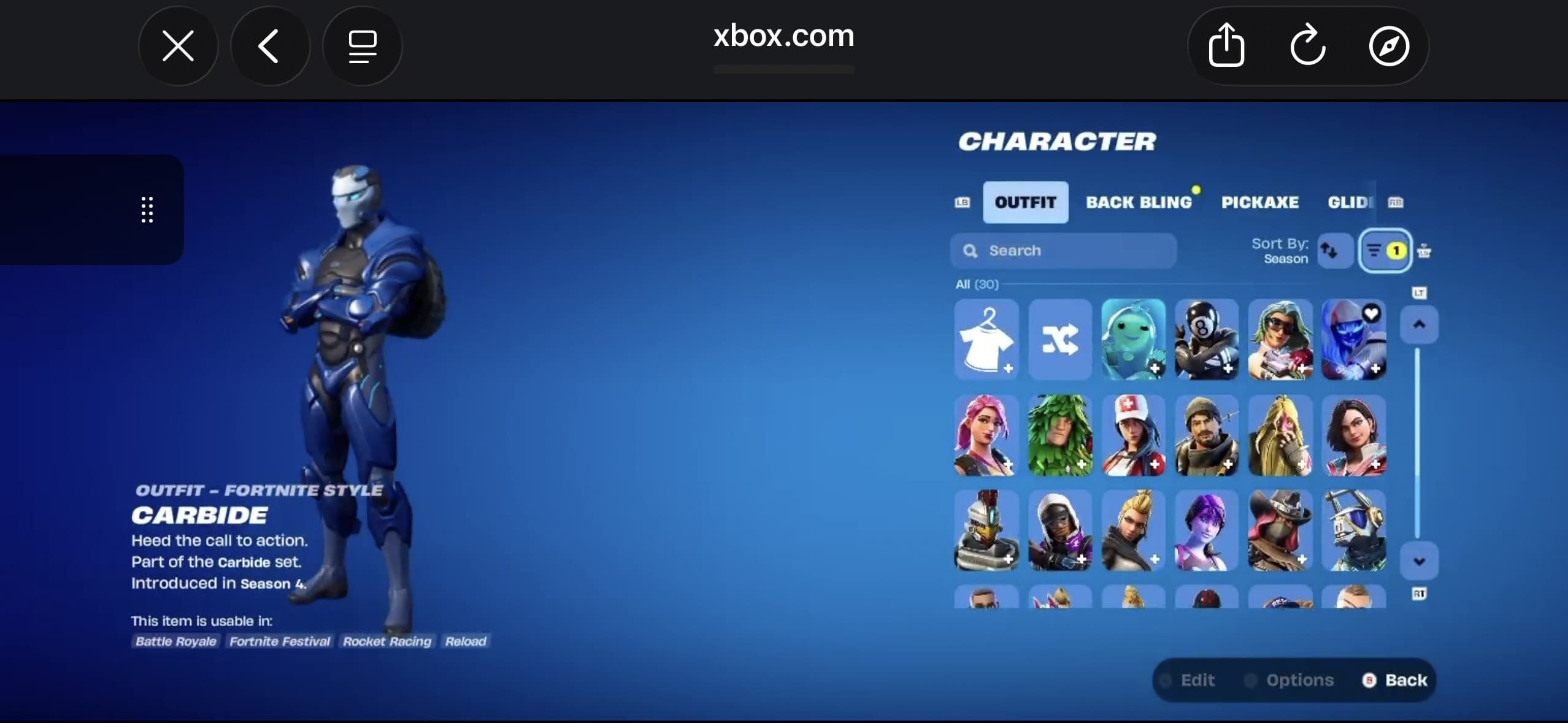 Carbide | 32 Skins | Chapter 1 Season 4 | Level 418 | Full Email - Image 1