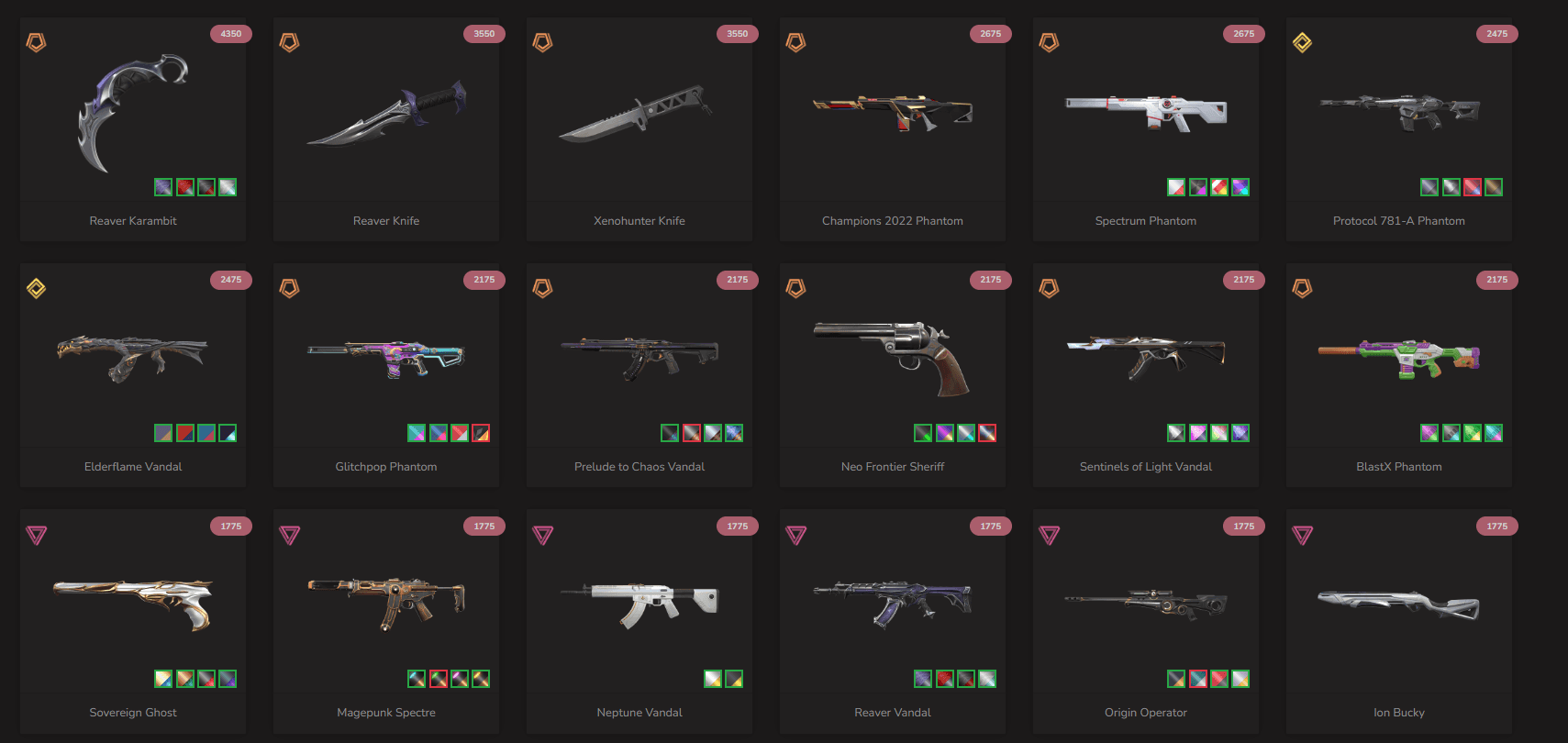 PC | Ascendant Peak | Reaver Karambit | Champions 2022 Phantom | 106 Skins - Image 1