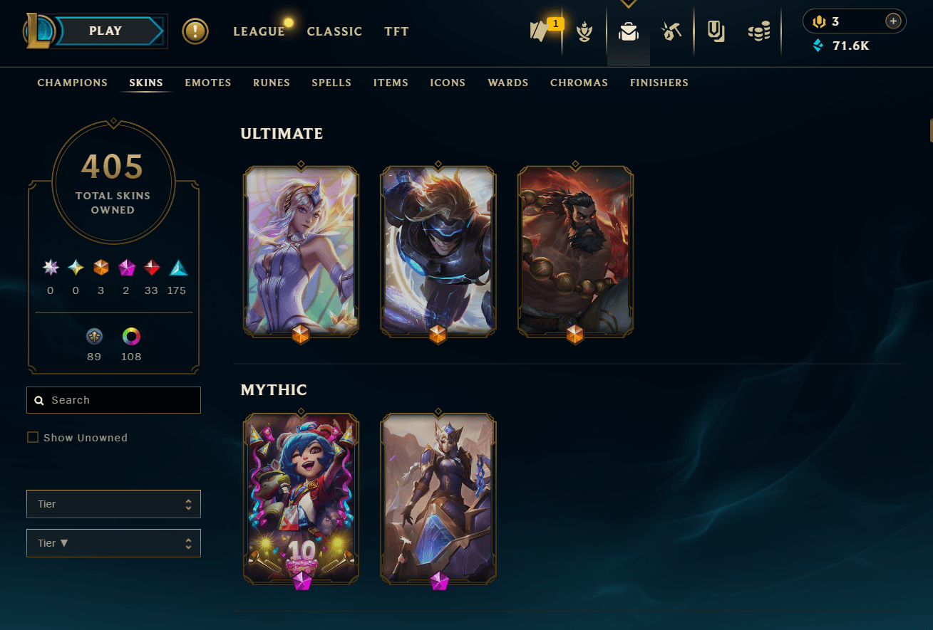 Platinum Peak | 173 Champions | 370 Skins | 33 Legendary Skins | Full Email - Image 1