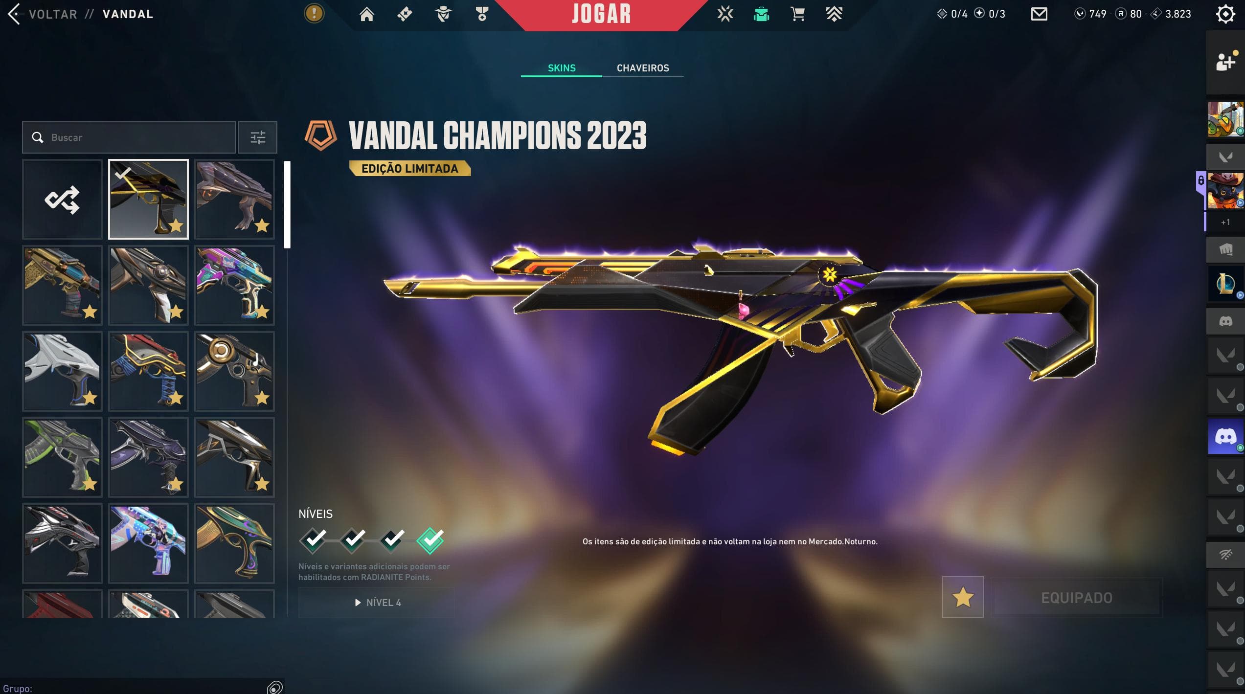 PC | Platinum Peak | Champions 2023 Kunai + Vandal | 80 Skins | Full Email - Image 1