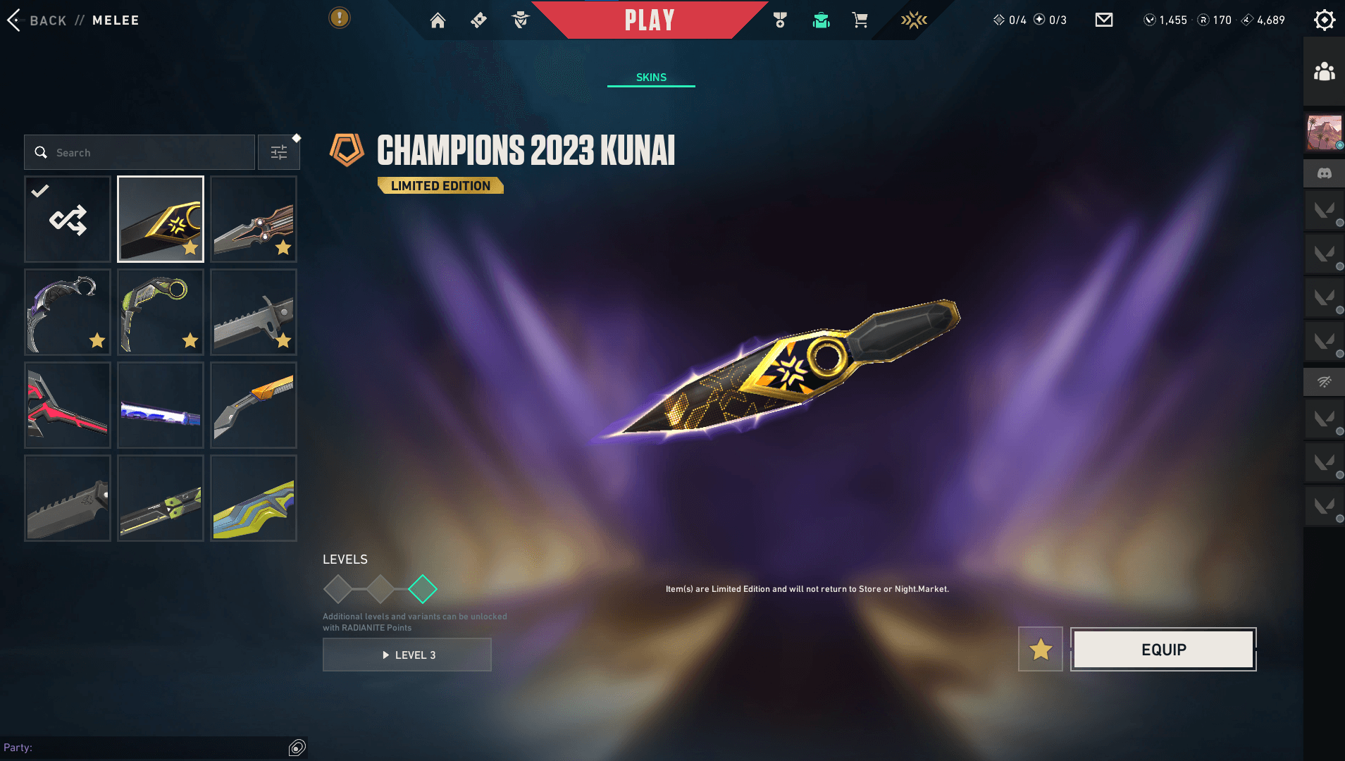 PC | Gold Peak | Champions 2023 Kunai + Vandal | 100 Skins | Full Email - Image 1