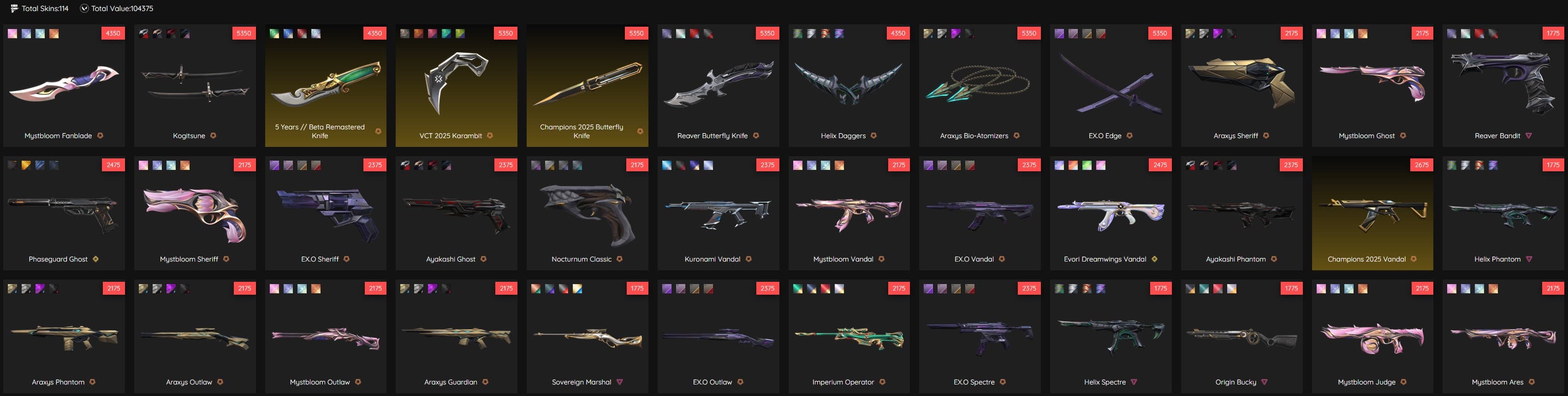 PC | Platinum Peak | Champions 2025 Butterfly Knife + Vandal | 114 Skins | Full Email - Image 1