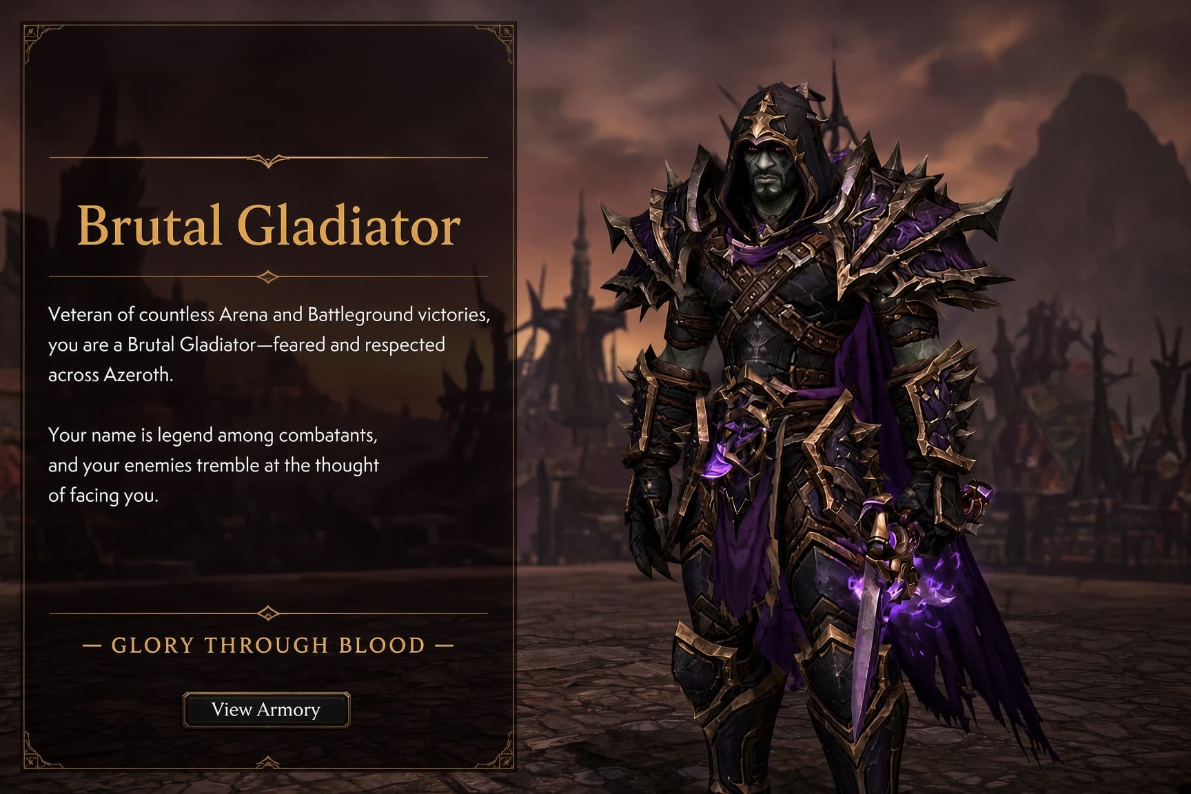 Legacy Vanity | Brutal Gladiator Rank 1 Rogue | Brutal Gladiator Nether Drake | Swift Zulian Tiger | WoD CM Weapons | Benediction / Anathema - Image 1
