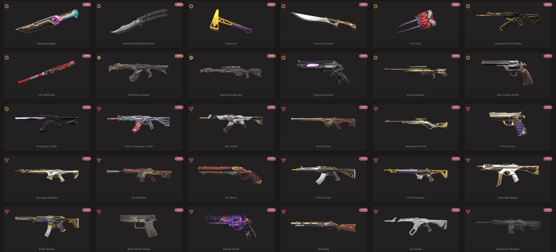 PC | Platinum Peak | Glitchpop Dagger | Champions 2023 Vandal | 90 Skins