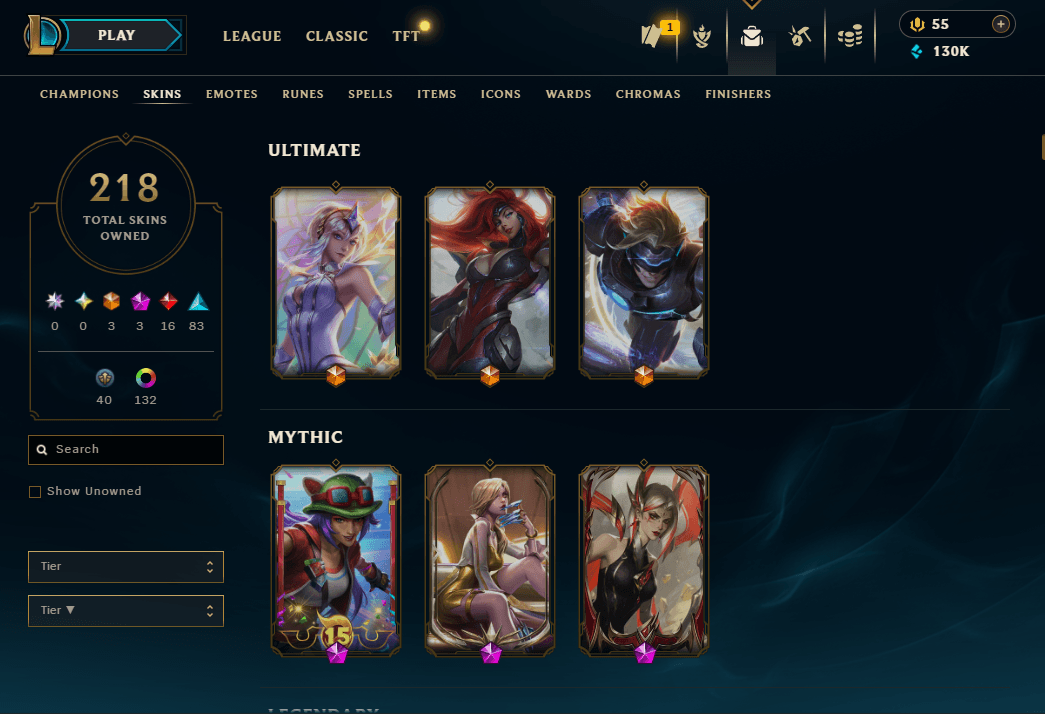 Silver Peak | Gun Goddess Miss Fortune | Elementalist Lux | 173 Champions | 218 Skins | Full Email