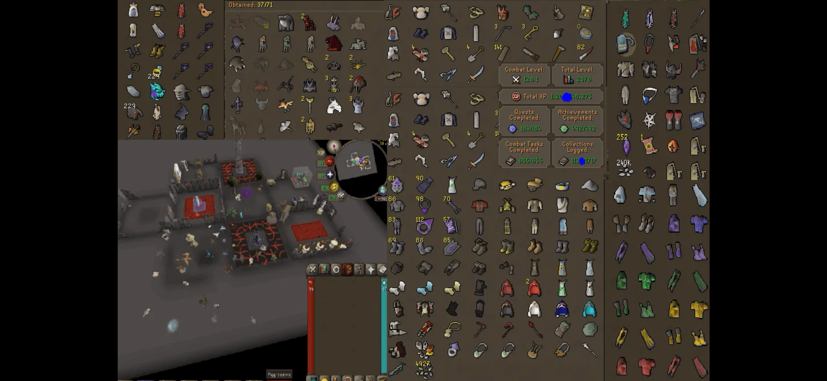 Maxed | 126 Combat | Quest Cape | GM Combat Achiev. | Infernal Cape