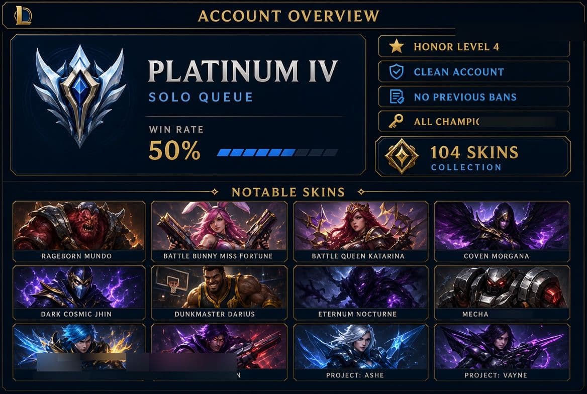 Emerald Peak | 170 Champions | 104 Skins | Full Email
