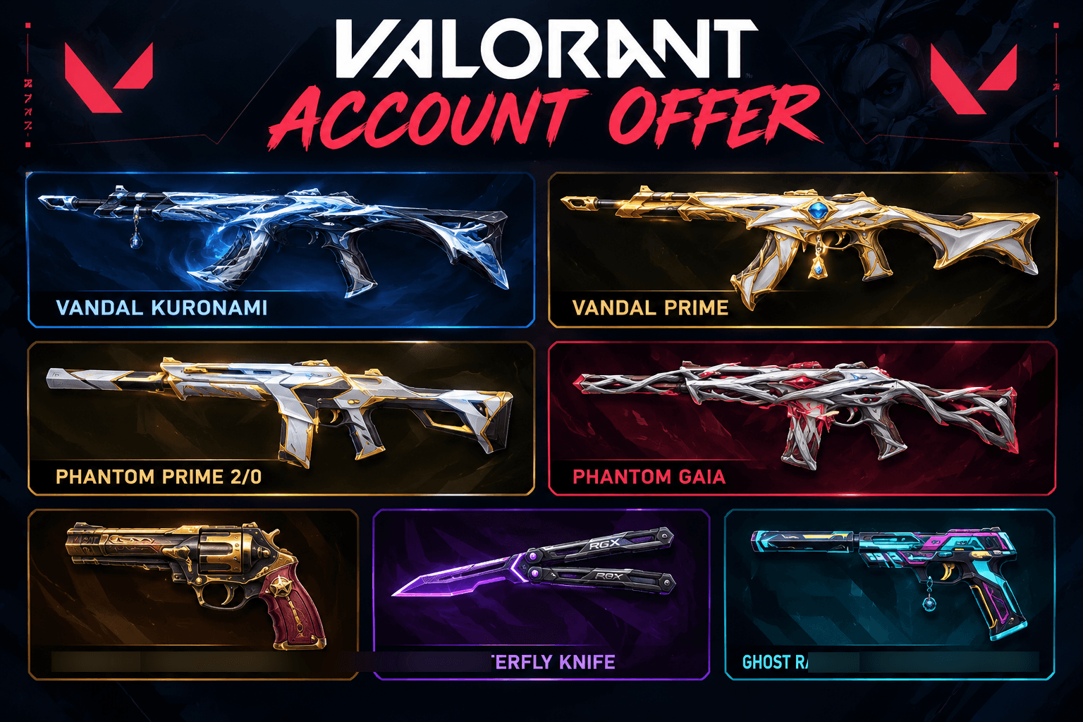 PC | Vandal Kuronami | Vandal Prime | Gold Peak | 15 Skins