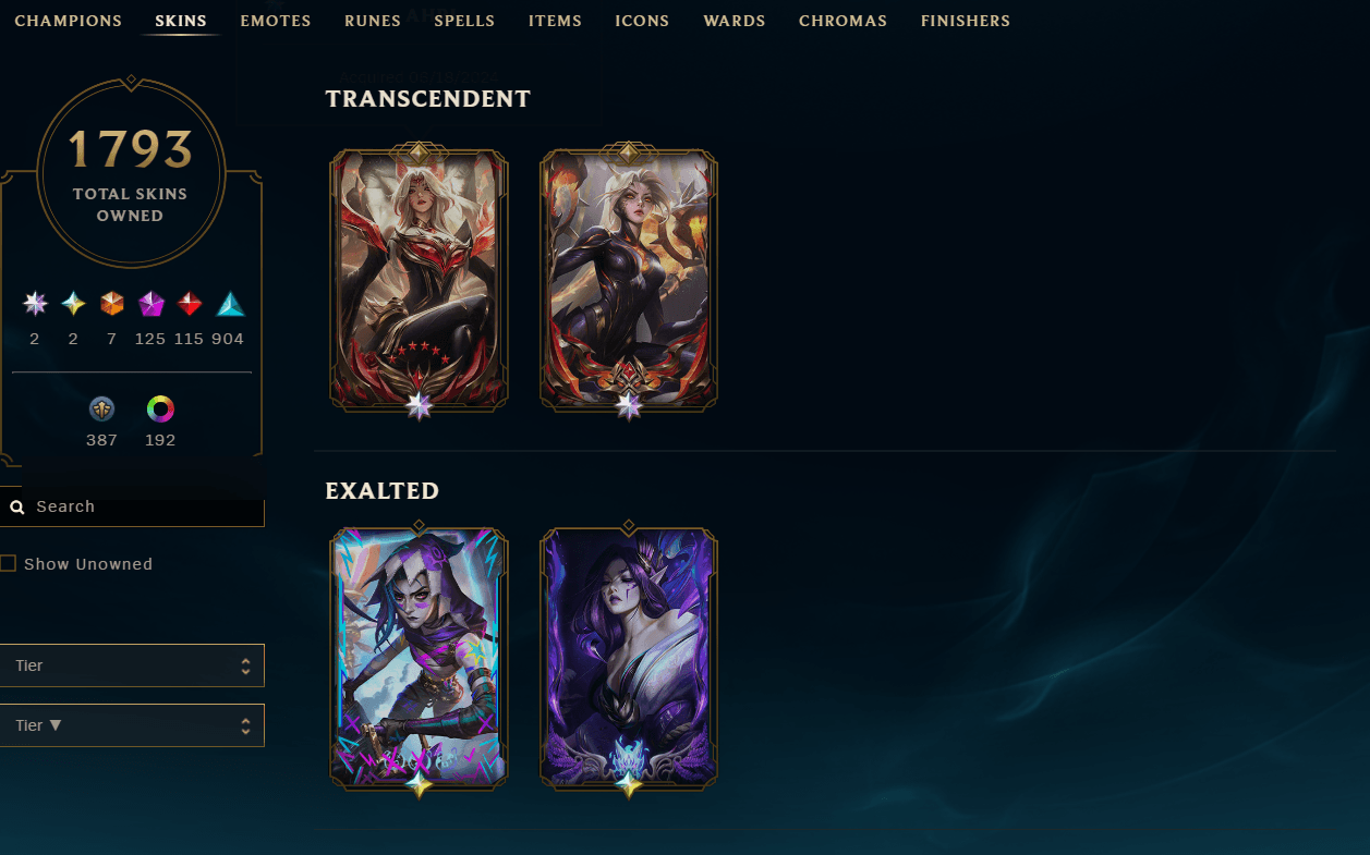 Platinum Peak | Prestigious LeBlanc | Hextech Sion | 173 Champions | 1793 Skins