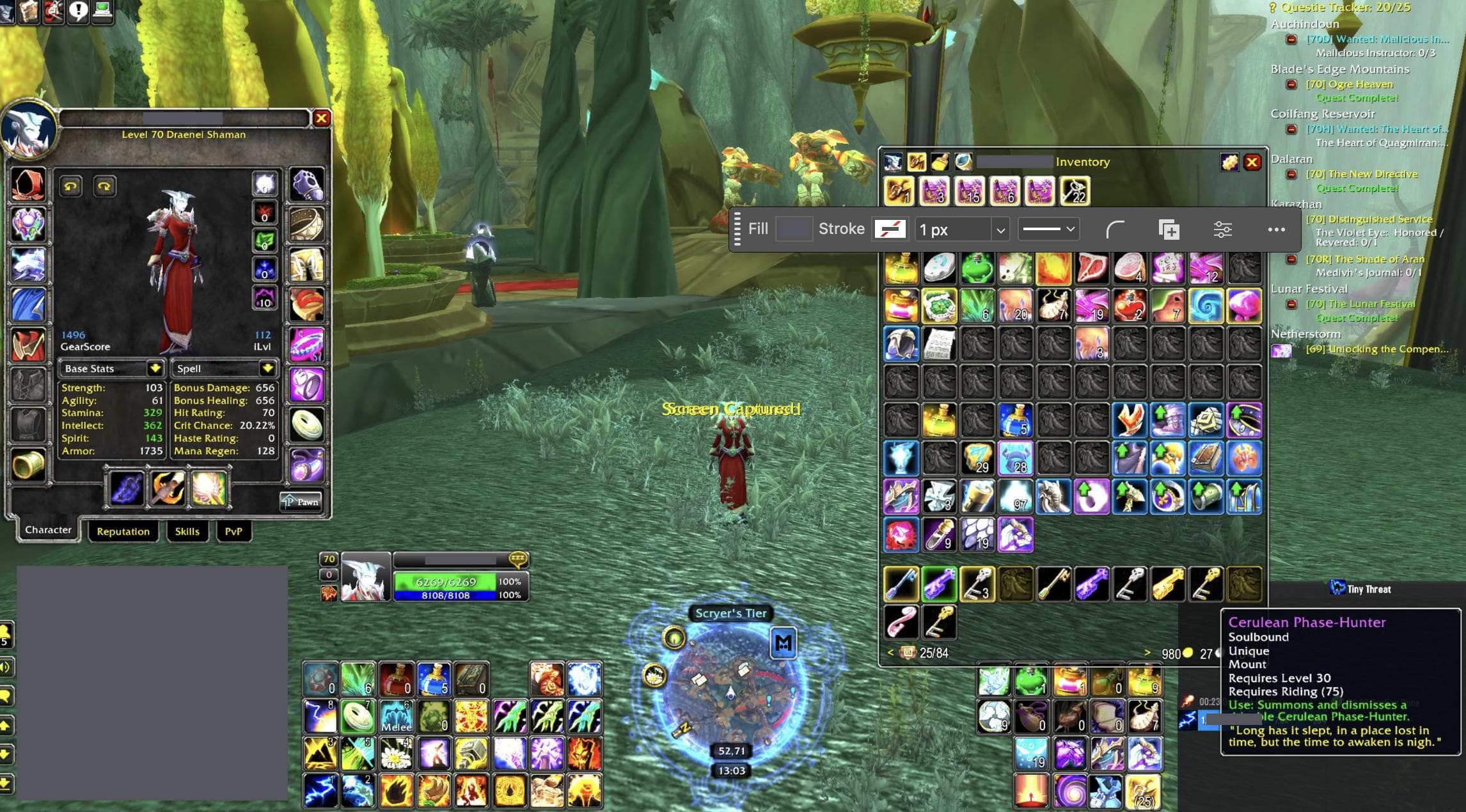 70 Draenei Shaman | 1,000 Gold | 375 Skinning / Herbalism | Kara / Mag / Grull Prog | Mixed Gear | Outland Pack - Image 1