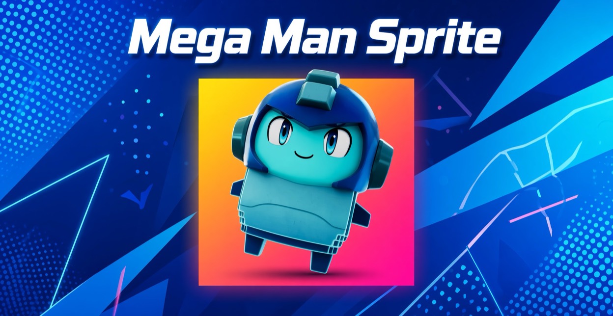The Mega Man Sprite, a blue armoured figure in Mega Man's helmet