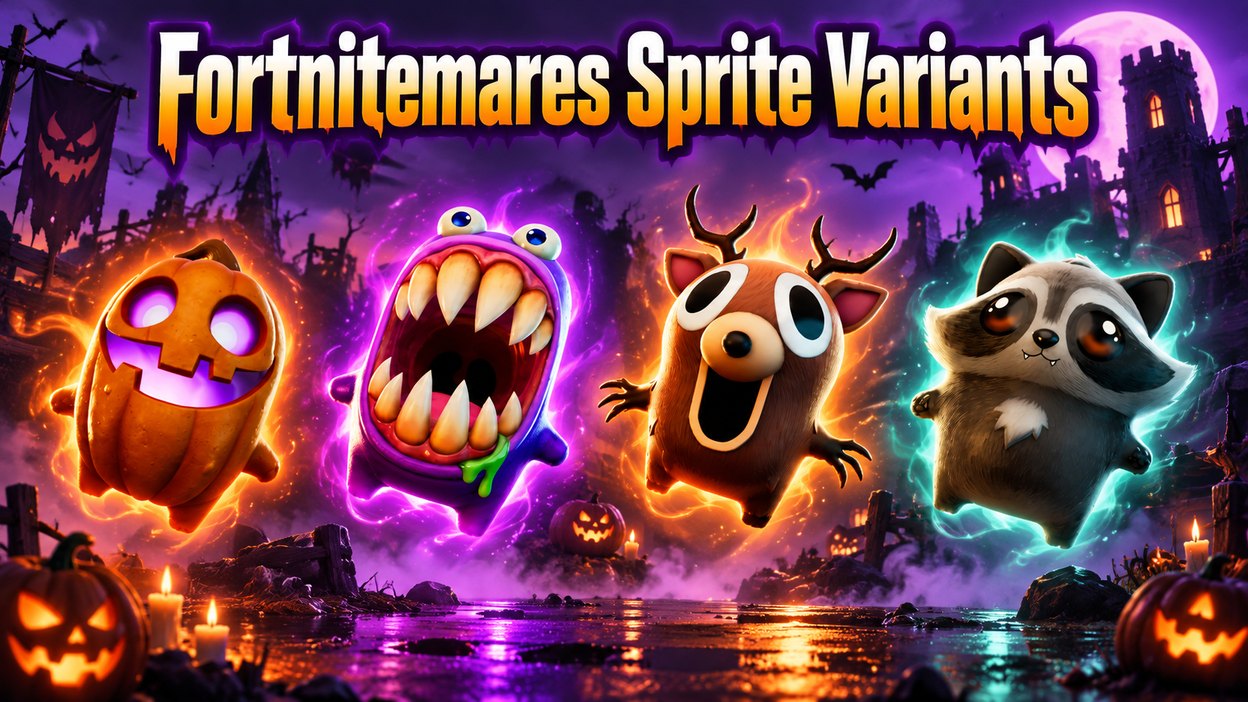The four Sprites added for Fortnitemares: Spooky Dash, Vampire, The Deer, and Dumpster Dive