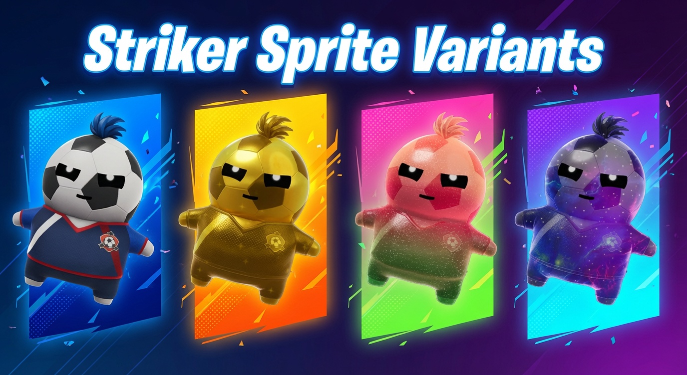 Fortnite Striker Sprite variants: the Base, Gold, Gummy, and Galaxy versions of the Epic Striker Sprite