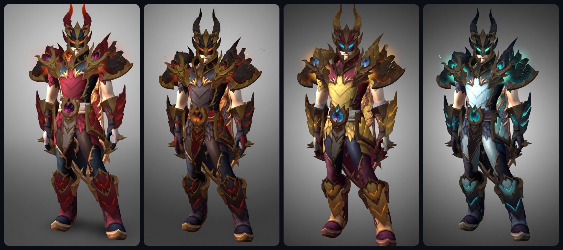 Patch 12.1 Curse of Ula'tek Evoker Venomous Abyss raid tier set appearances across the LFR, Normal, Heroic, and Mythic recolors