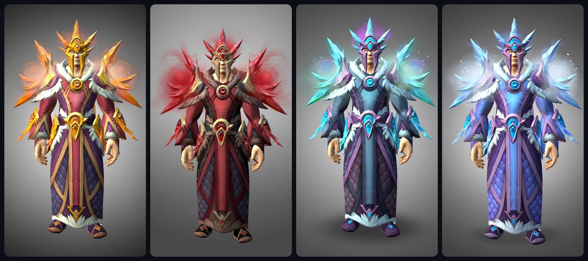 Patch 12.1 Curse of Ula'tek Mage Venomous Abyss raid tier set appearances across the LFR, Normal, Heroic, and Mythic recolors
