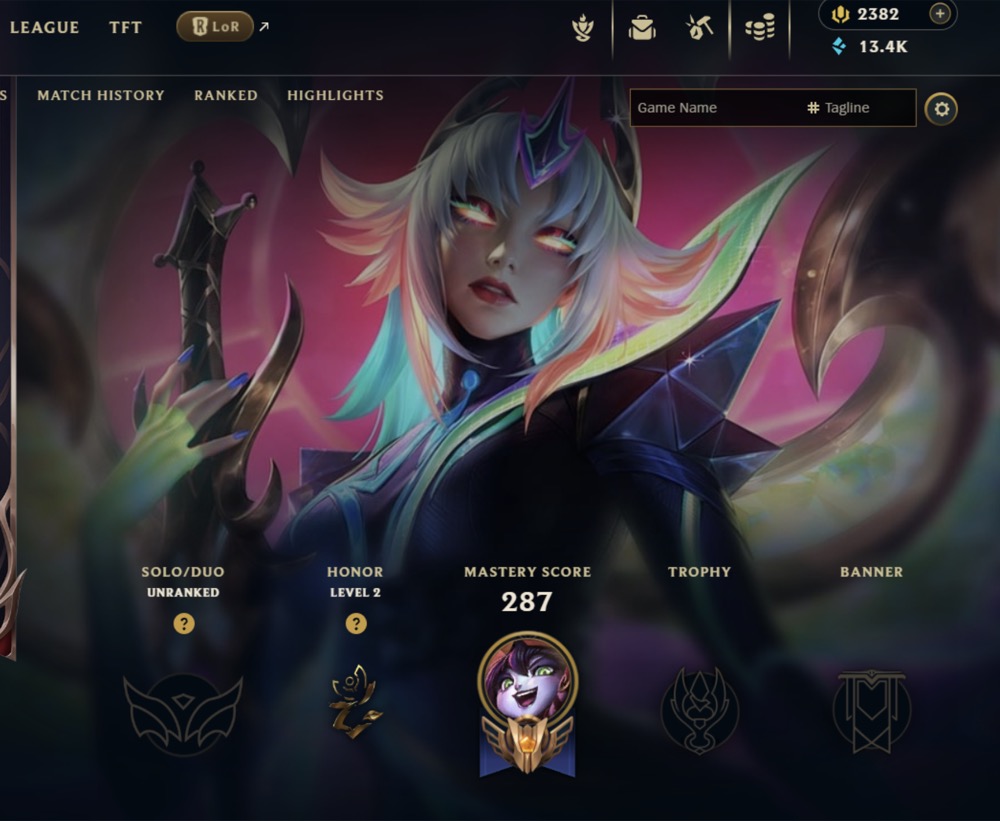Example League of Legends profile page screenshot